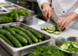 Persian cucumbers foodservice kitchen preparation and slicing