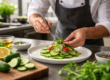 menu engineering cucumbers in fresh gourmet dish preparation