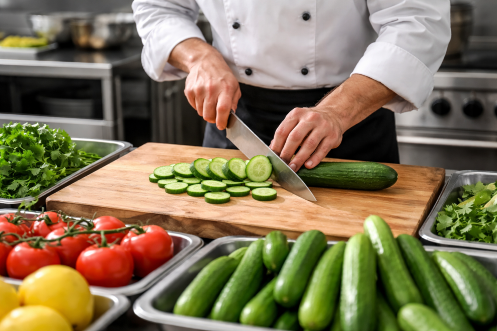 produce sizing efficiency with uniform vegetables in commercial kitchen