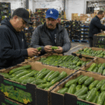 Fresh Persian cucumbers prepared for wholesale distribution with extended shelf life