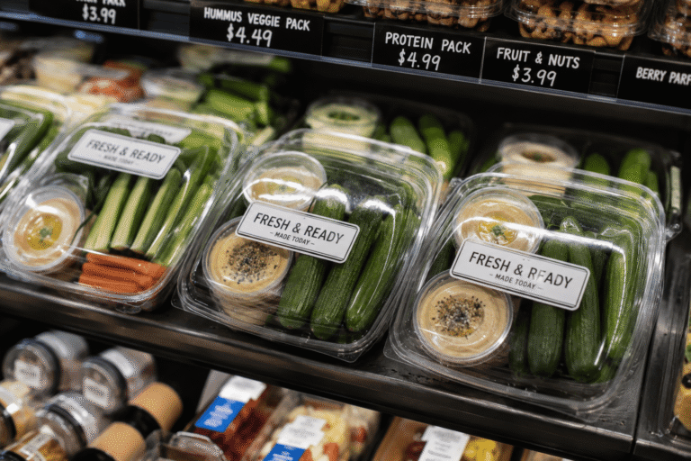 Fresh snack packs featuring Persian cucumbers and healthy sides